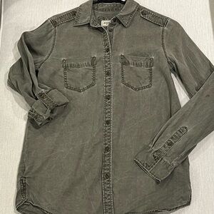 Express Women’s Gray Button-Up Shirt(Boyfriend Fit)